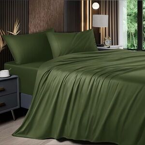 Brown Viscose Bamboo Sheets Queen Size 4 piece set Breathable Durable Comfy